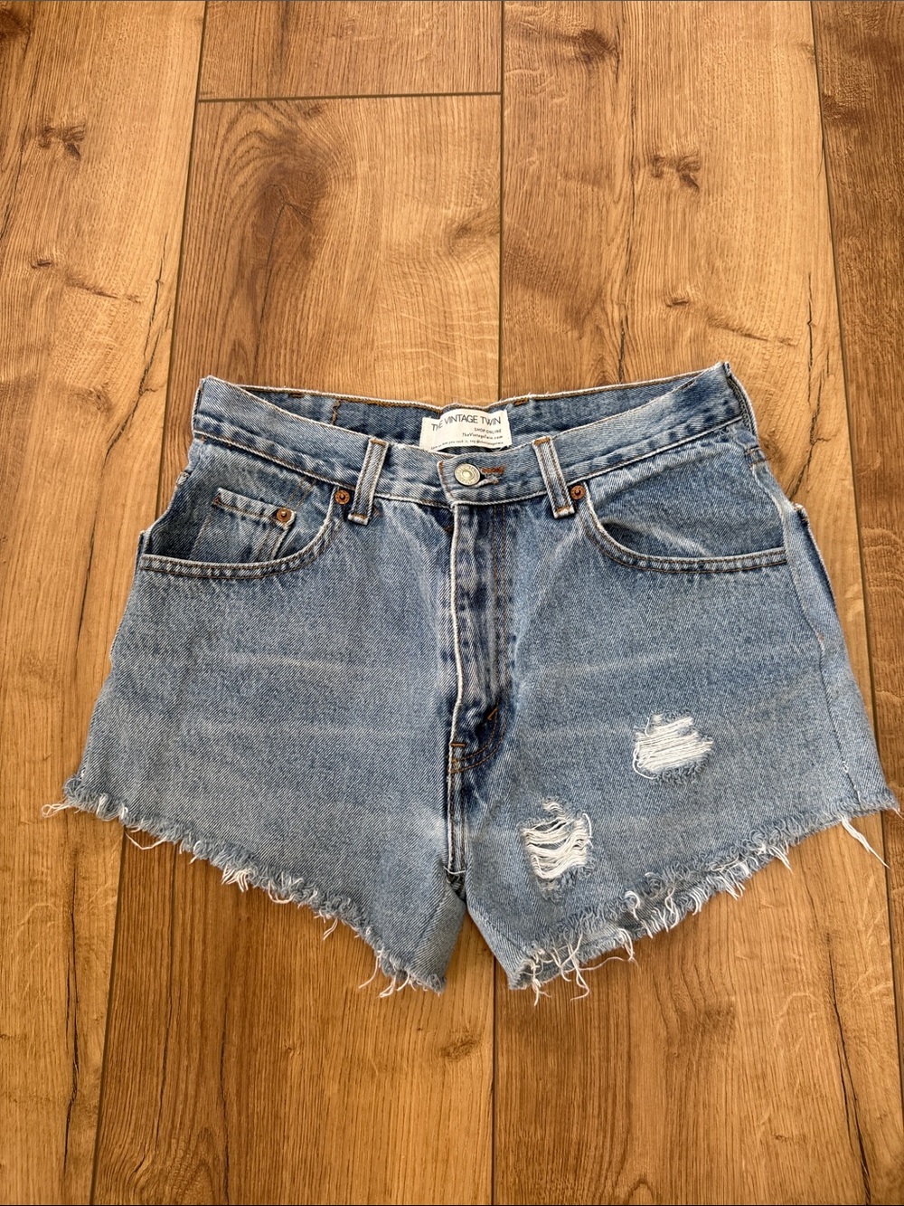 Levi's Light Wash Distressed Denim Cutoff Shorts